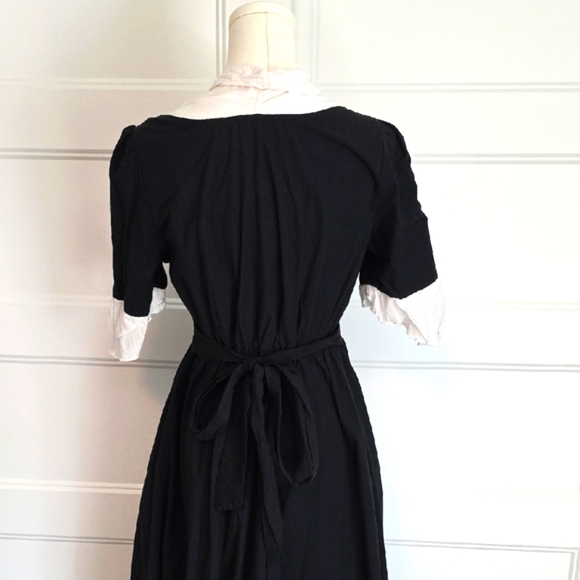 Scarlett Darkness Black and White Lace-Up Long Sleeve Dress - Picture 6 of 8